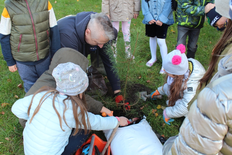 Dzieci ze szkoły w Zakręcie posadziły drzewa z okazji Światowego Dnia Drzewa