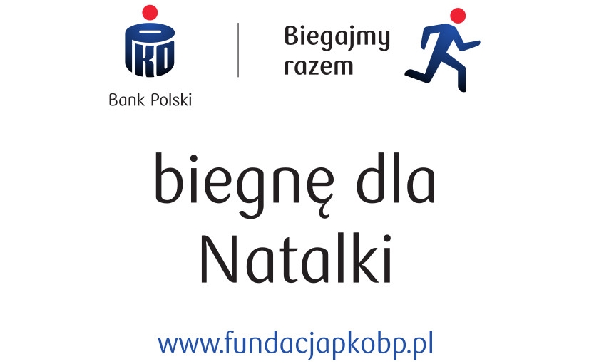Grafika z napisem: biegnę dla Natalki. Na gorze logo banku PKO BP