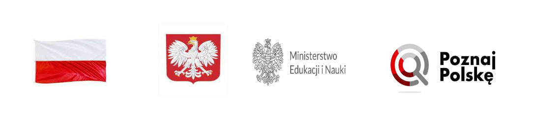 Od lwej: flaga i godło Polski, napis Mnisterstwo Edukacji i Ppznaj Polskę