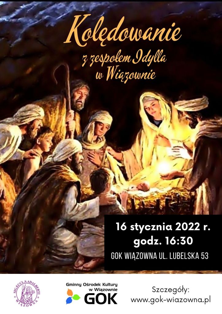 Zaproszenie na 16 stycznia 2022 na kolędowanie w kościele w Gliniance