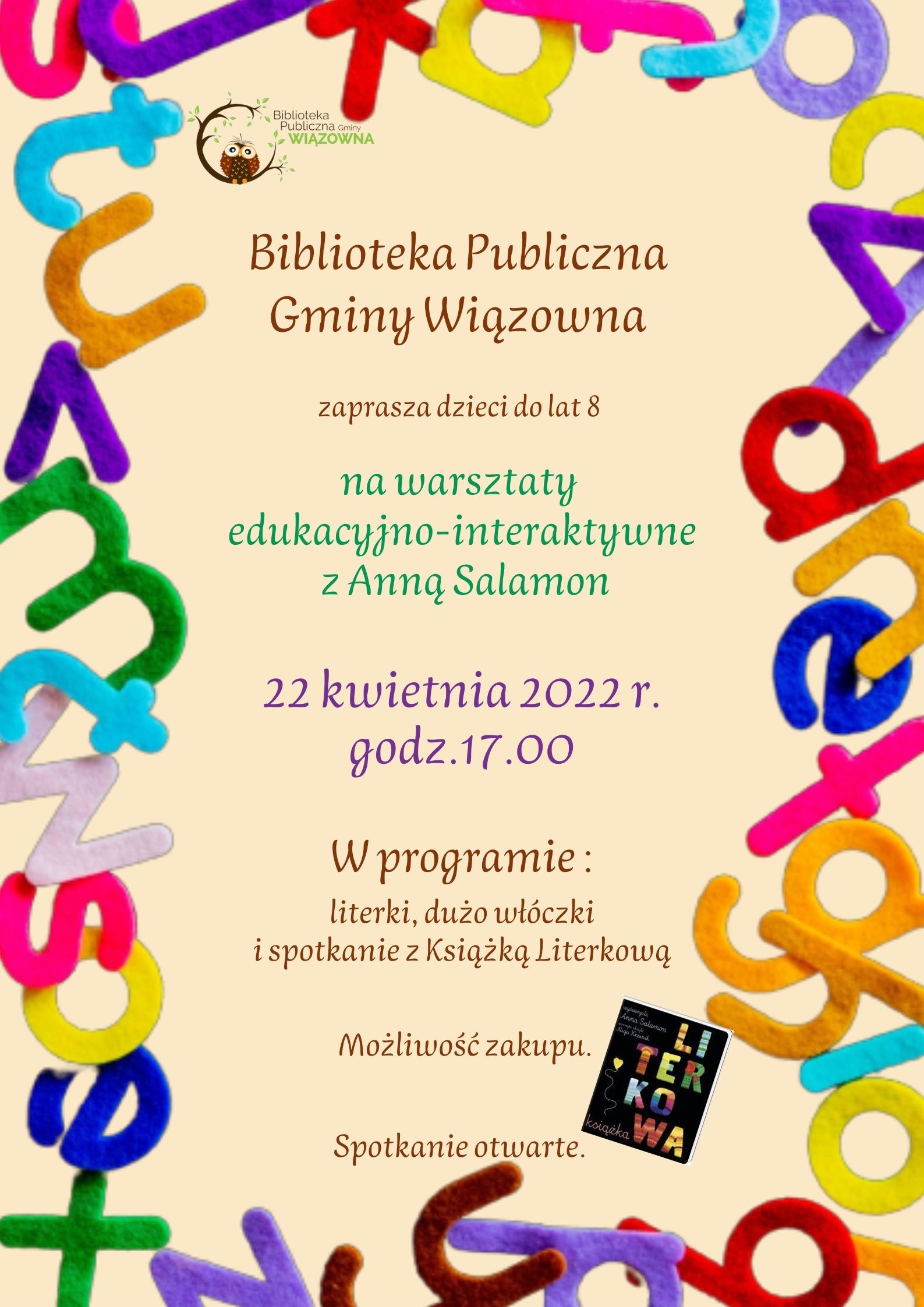 Warsztaty Bibliotekia w Wiązownie 22 kwietnia o godz. 17.00 w siedzibie bliblioteki przy ul. Kościelnej