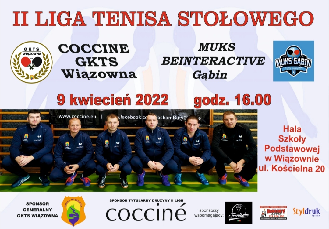mecz II ligi mężczyzn pomiędzy Coccinè GKTS Wiązowna - MUKS Beinteractive Gąbin