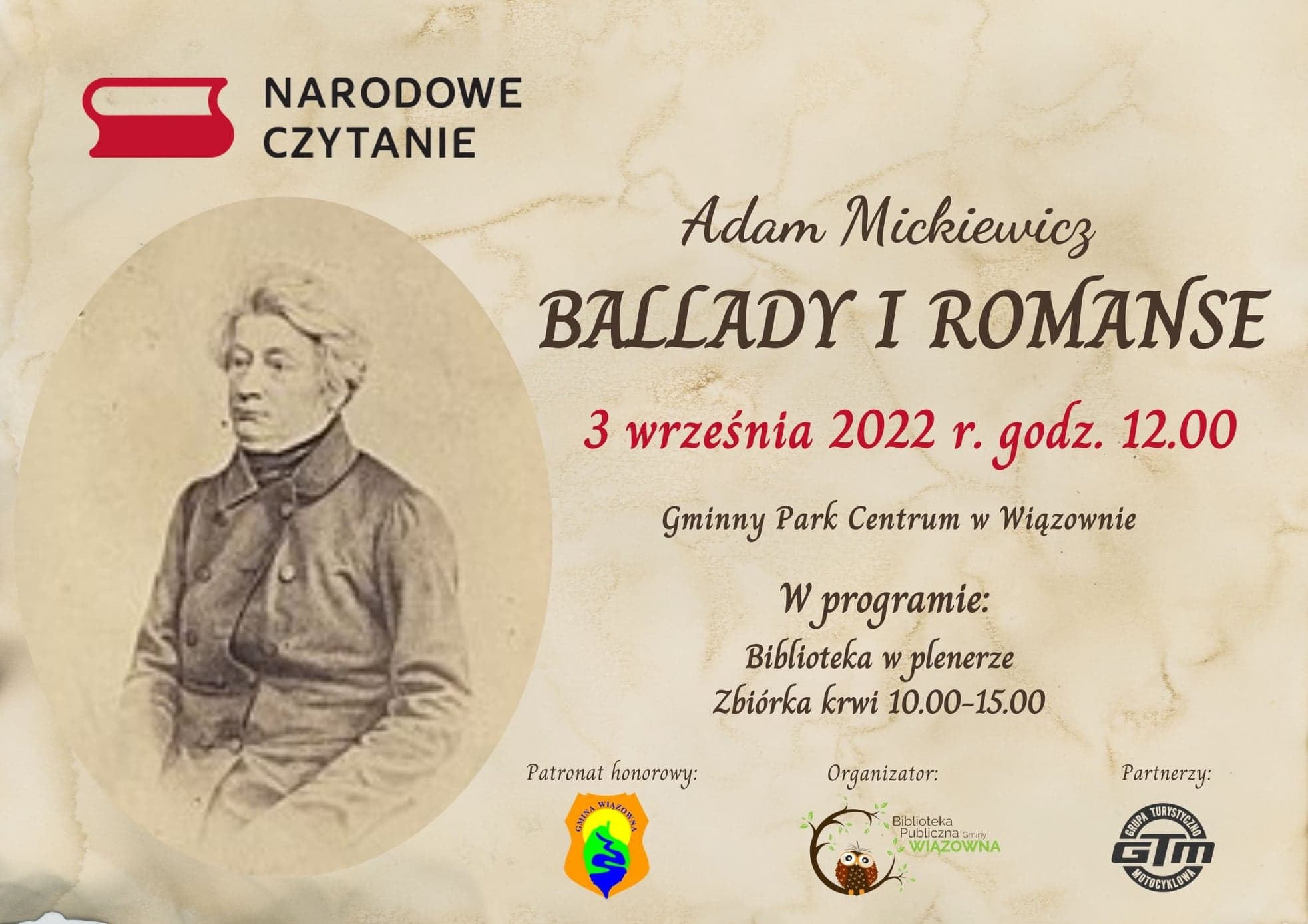 Narodowe Czytanie 2022. "Ballady i Romanse" w Wiązownie (Foto: Biblioteka Publiczna Gminy Wiązowny)