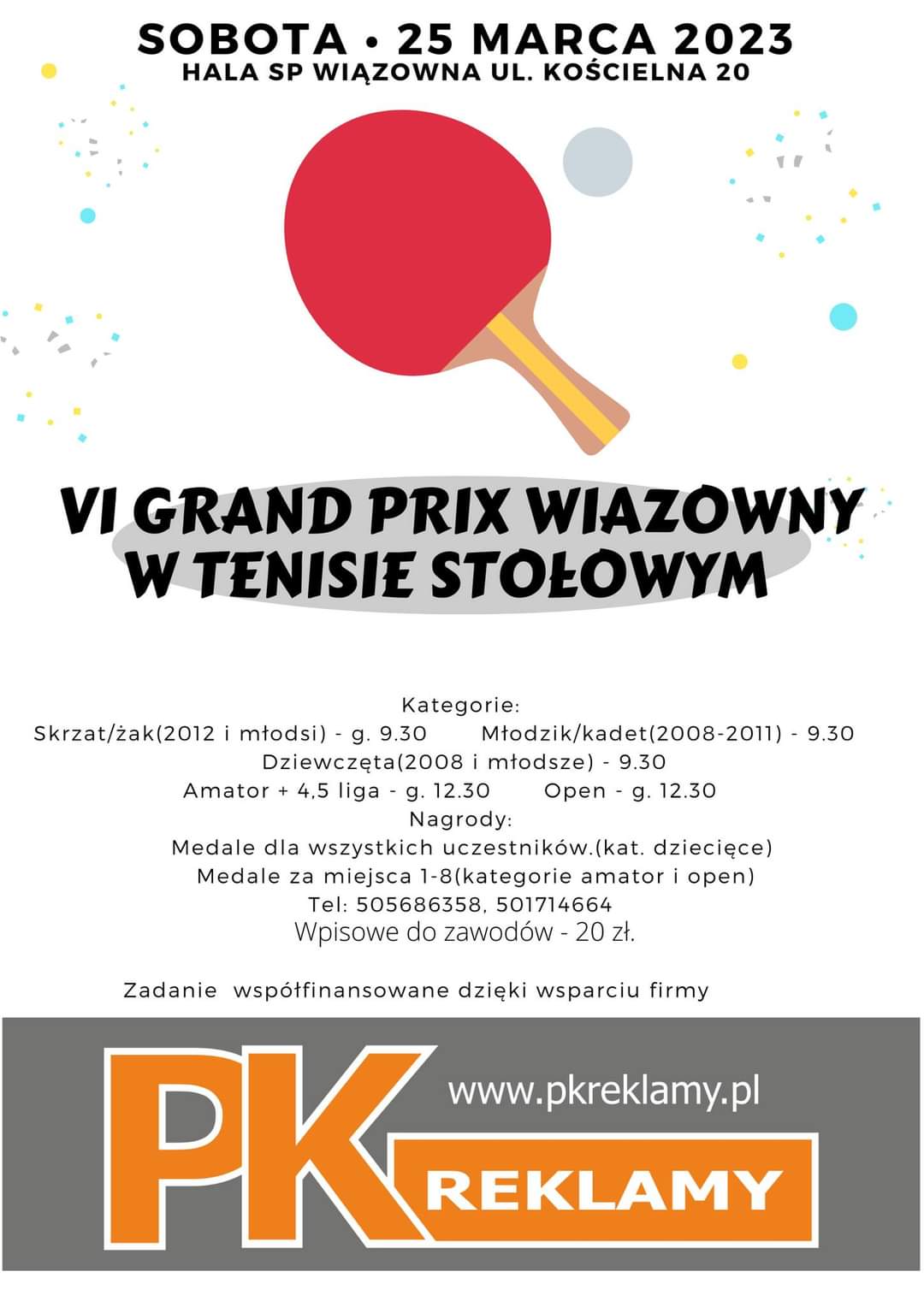 VI Grand Prix Wiązowny w tenisie stołowym 25 marca w szkol w Wiązownie.
