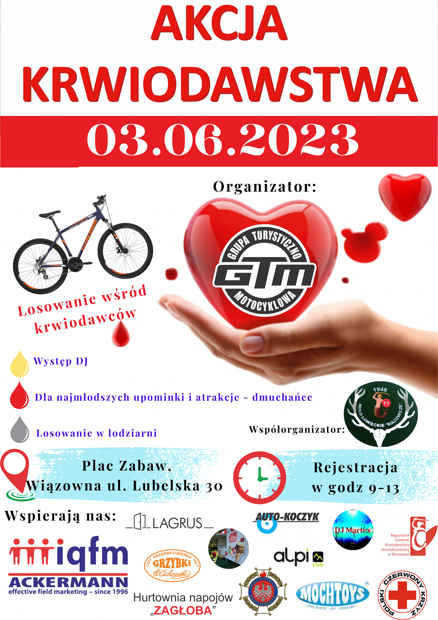 Akcja krwiodawstwa 3 czerwca w Gminnym Parku Centrum w Wiązownie w godz. 9.00 - 13.00